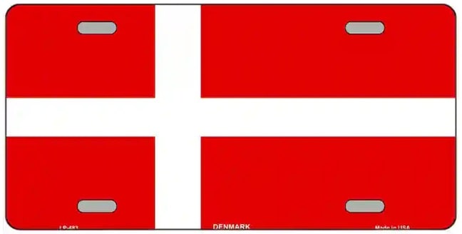 Denmark Flag Metal Novelty License Plate Style Sign