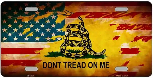 Do Not Tread On Me US Flag Novelty Metal License Plate