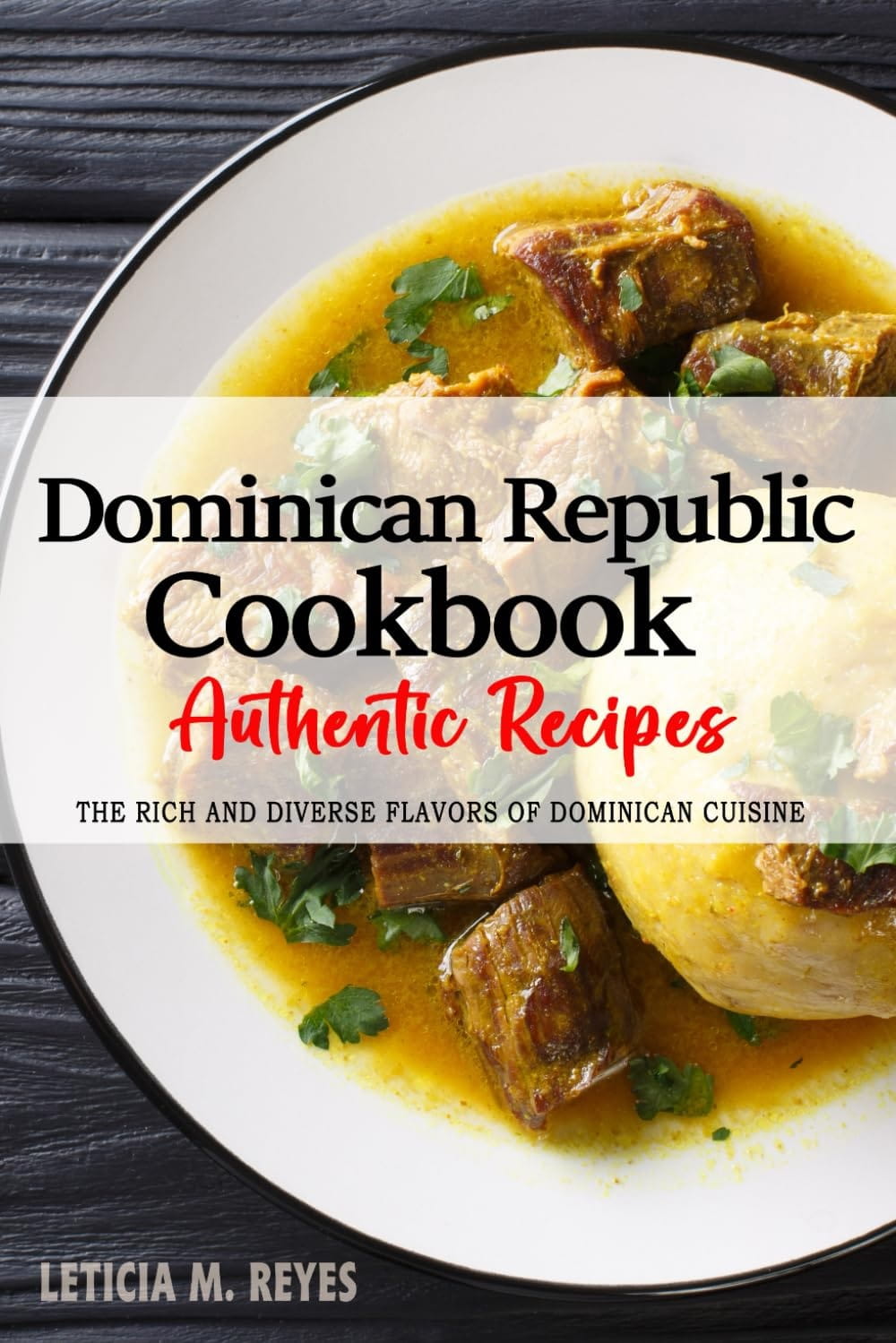 Book cover of 'Dominican Republic Cookbook' with a dish on a plate