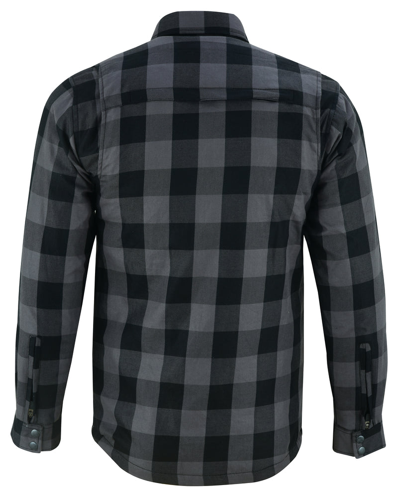 Back View Alpha Checkered Plaid Gray / Black Flannel Shirt