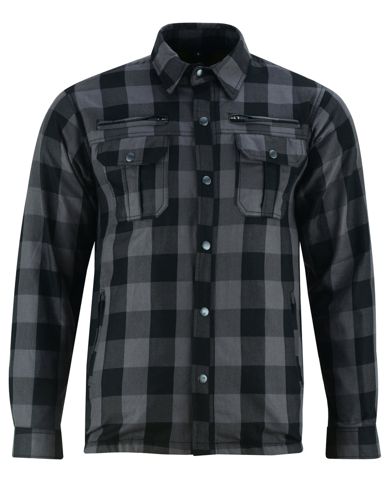 Front View Alpha Checkered Plaid Gray / Black Flannel Shirt