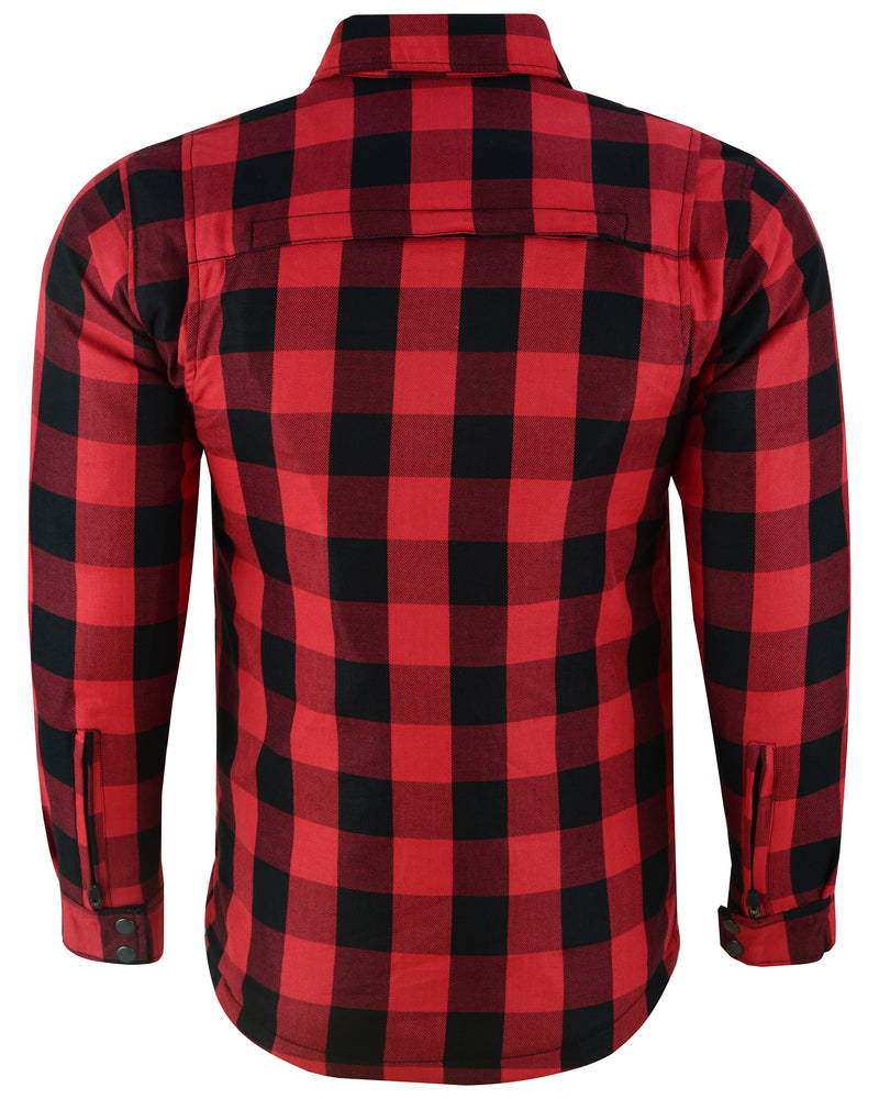 Back View Alpha Checkered - Red / Black Plaid Flannel Armored Shirt