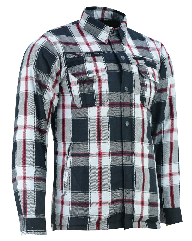 Alpha Checkered - White & Red Black Flannel Padded Shirt