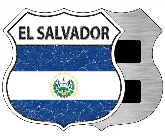 El Salvador Flag Highway Shield Magnet