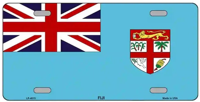 Fiji Flag Metal Novelty License Plate Style Sign