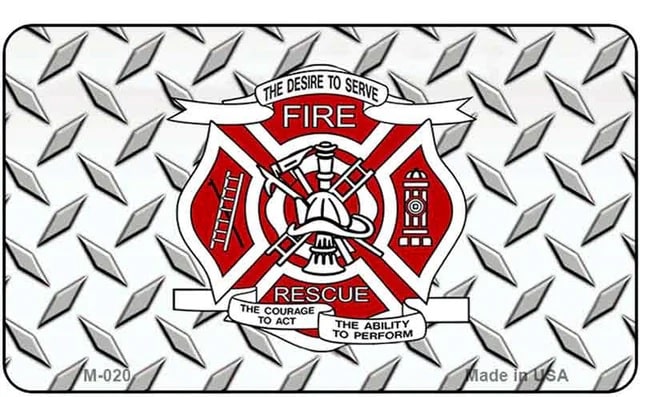 Fire Rescue Diamond Plate Refrigerator Magnet