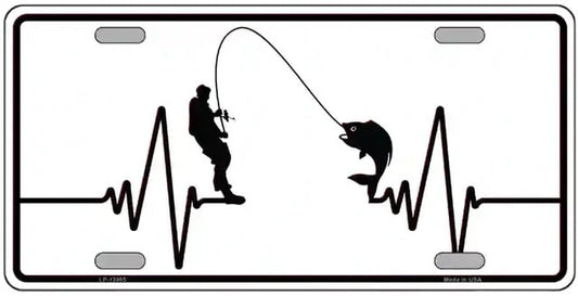 Fishing Heart Beat Metal Novelty License Plate