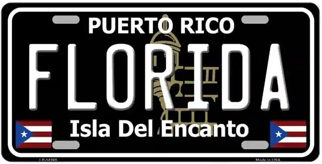 Florida Puerto Rico Black Metal Novelty License Plate