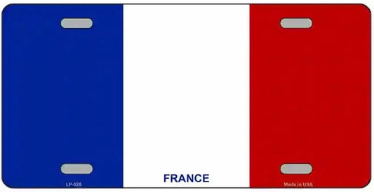 France / French Flag Metal Novelty License Plate Auto Tag