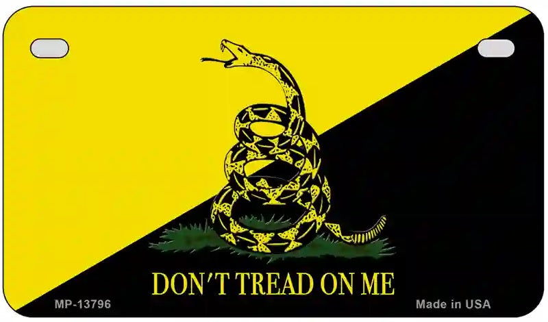 Don't Tread On Me Yellow|Black Motorcycle License Plate