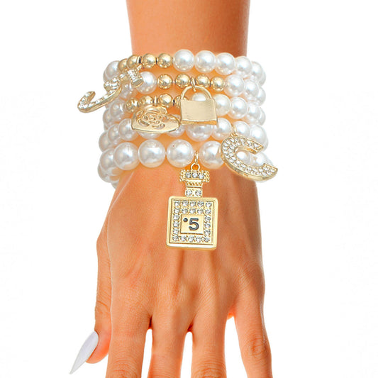 Cream Pearl No. 5 Boutique Charm Bracelets