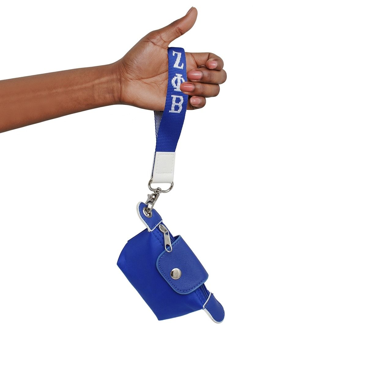 ZPB Sorority Blue Nylon Wristlet Strap Mini Pouch