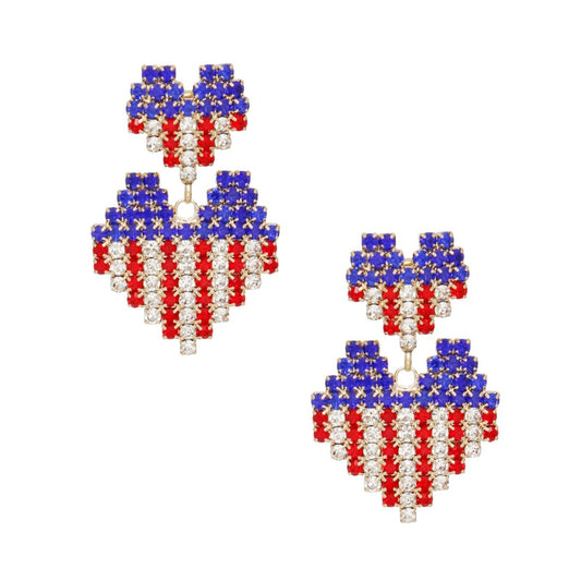 Dangle All American Glam Heart Gold Earrings