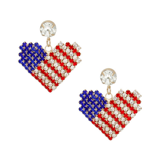 Drop Heart Freedom American Glam Gold Earrings