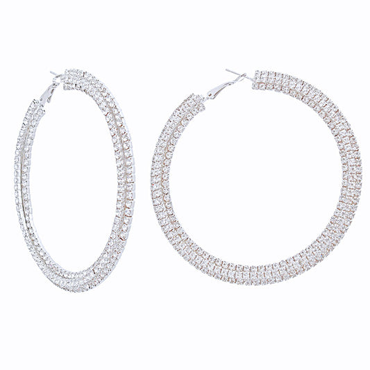 Hoops Iced Gold Stacked 80mm Earrings for Women