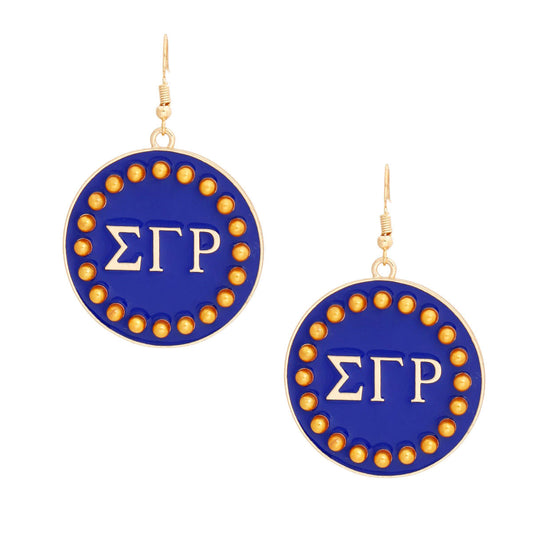 SGRHO Sorority Round Blue Fish Hook Earrings