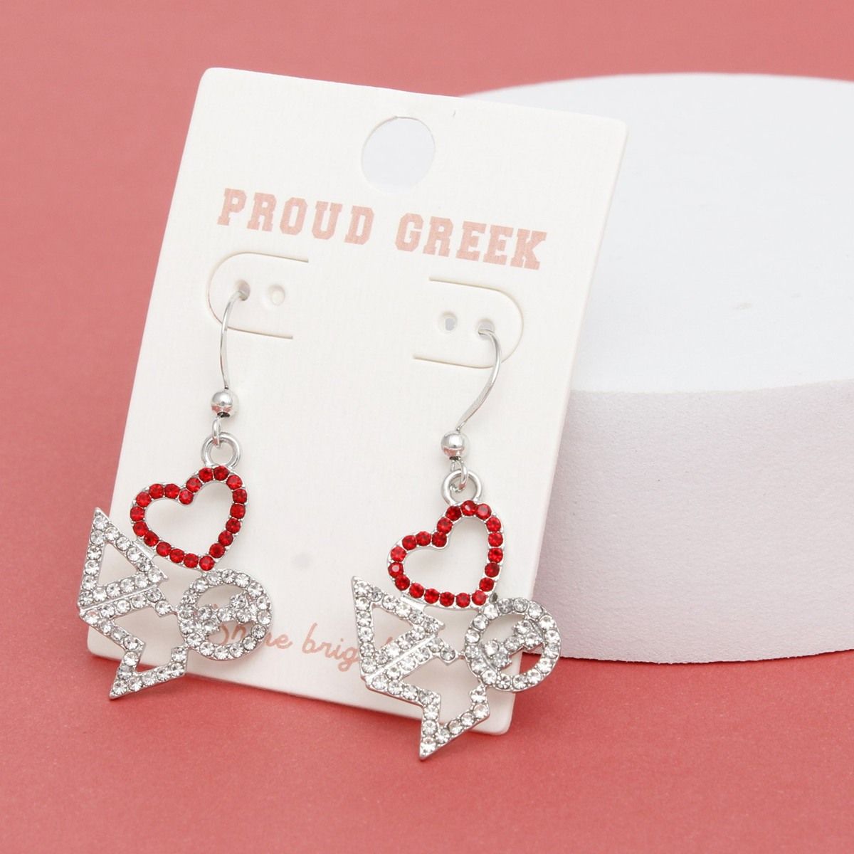 DST Greek Heartfelt Pride Bling Fish Hook Earrings