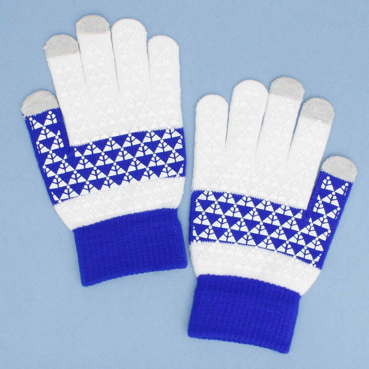 ZPB Blue White Touch and Grip Knit Winter Gloves