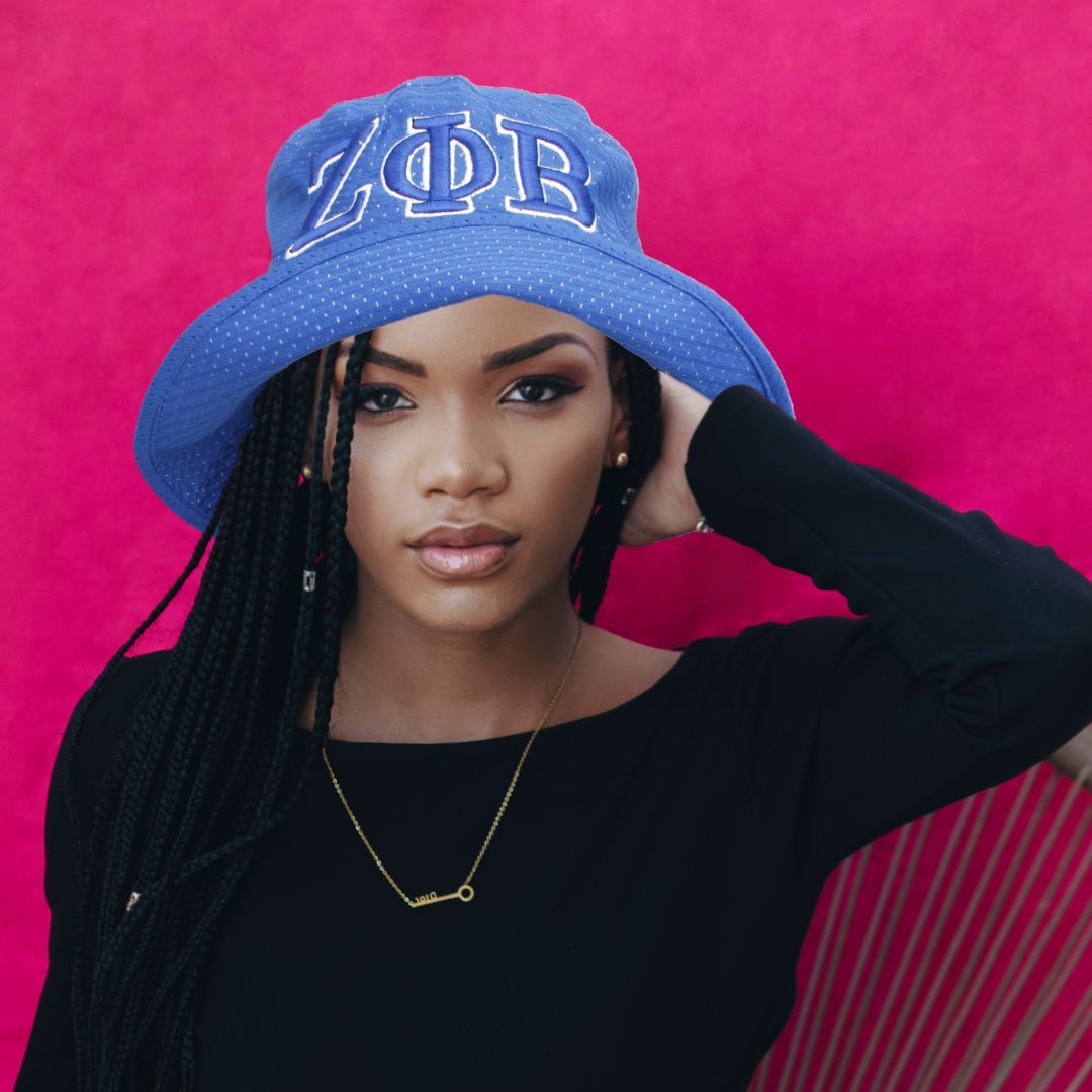 ZPB Sorority Blue Mesh Embroidered Bucket Hat