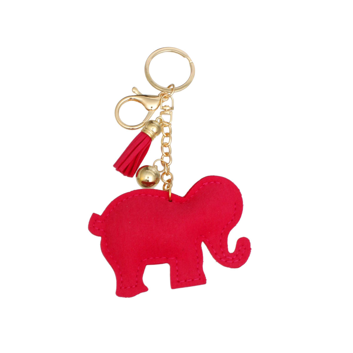 Keychain Glam Pink Rhinestone Elephant Charm Clip