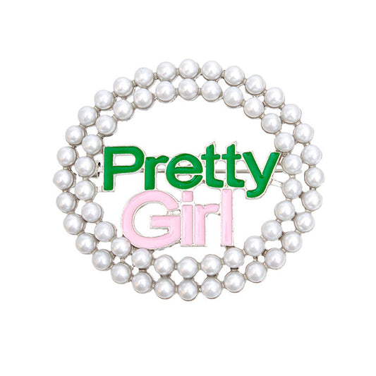 AKA Sorority White Pearl Pretty Girl Brooch