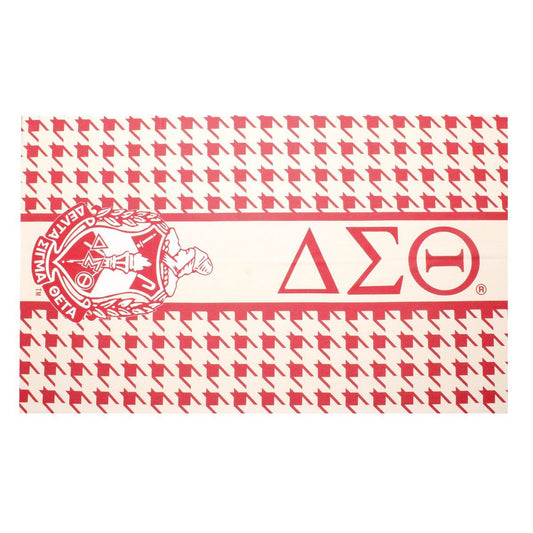 DST Sorority Crimson Cream Houndstooth Shawl Scarf
