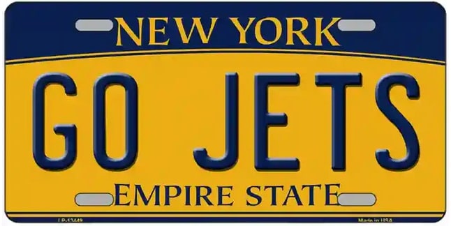 New York Jets 'GO JETS' Metal Novelty License Plate Style Sign