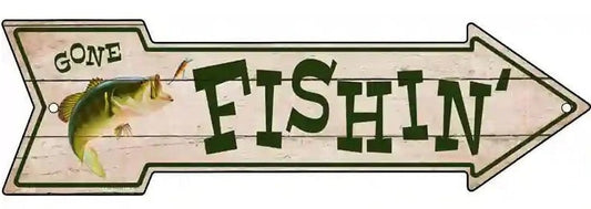 Fishin' Novelty Metal Arrow Sign