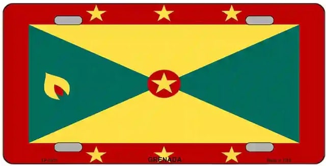 Grenada Flag Metal Novelty License Plate
