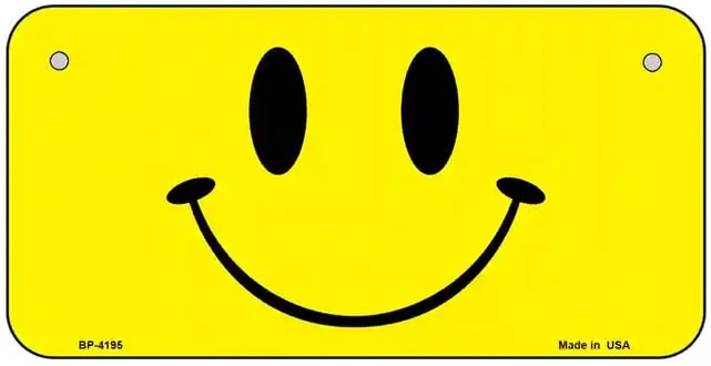 Happy Face Bicycle License Plate