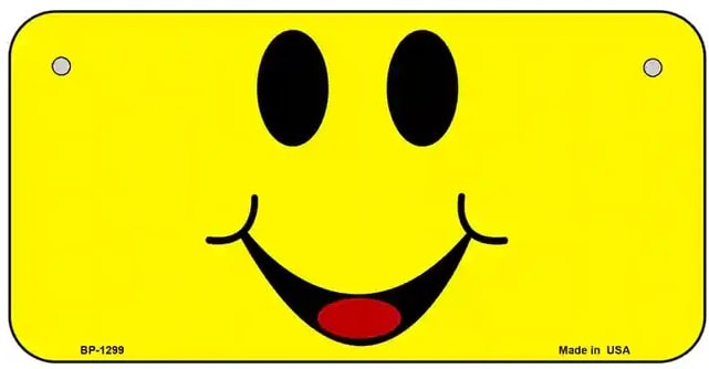 Happy Smiley Face Bicycle License Plate