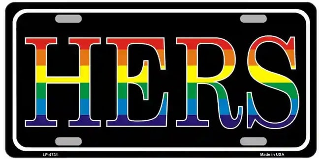 HERS Novelty Rainbow License Plate Style Sign