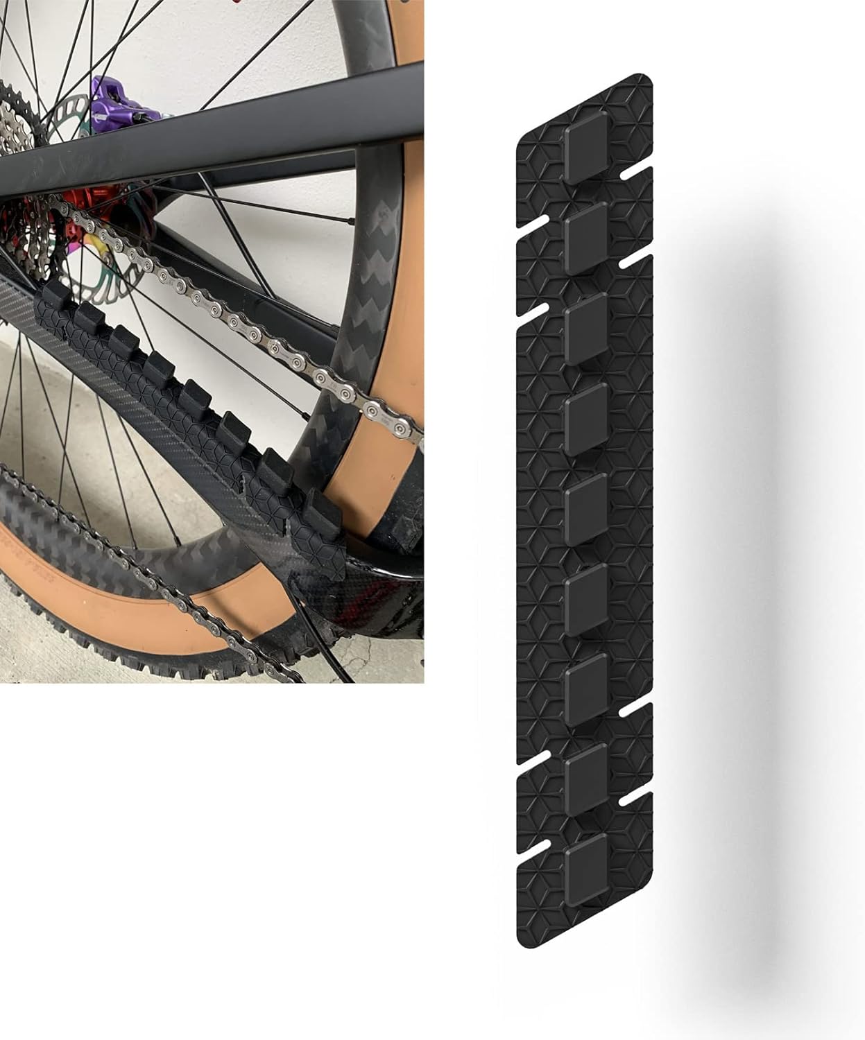 Bicycle chain guard with textured surface on a white background