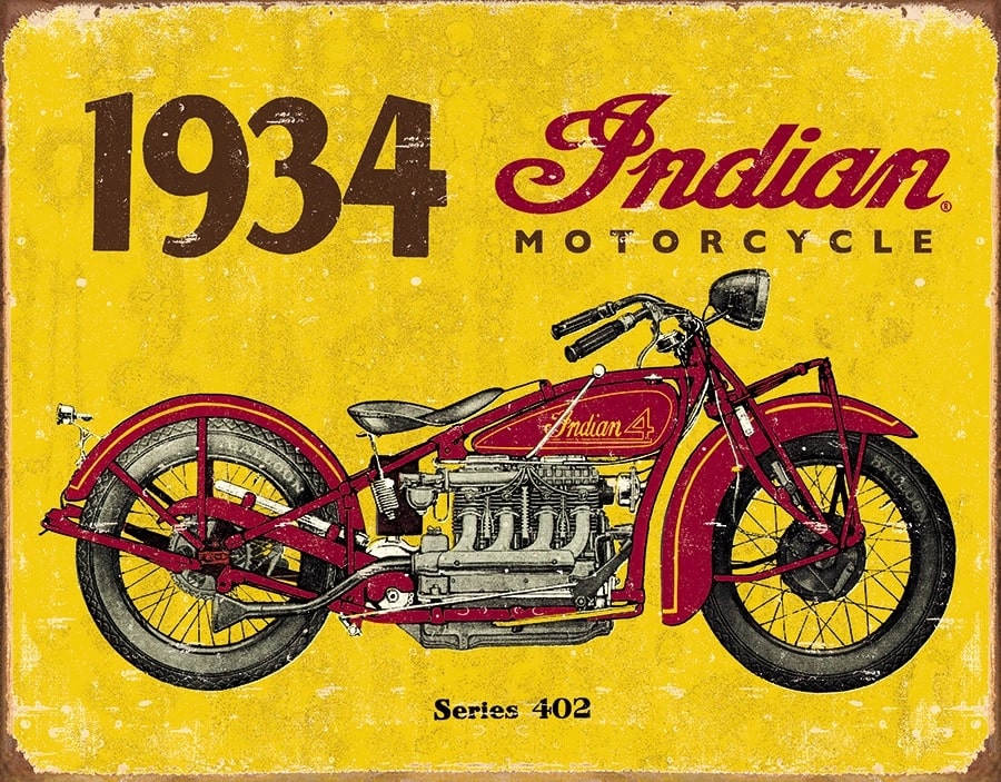 1934 Indian Motorcycle Tin Sign