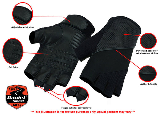 DS Leather/ Textile Fingerless Glove