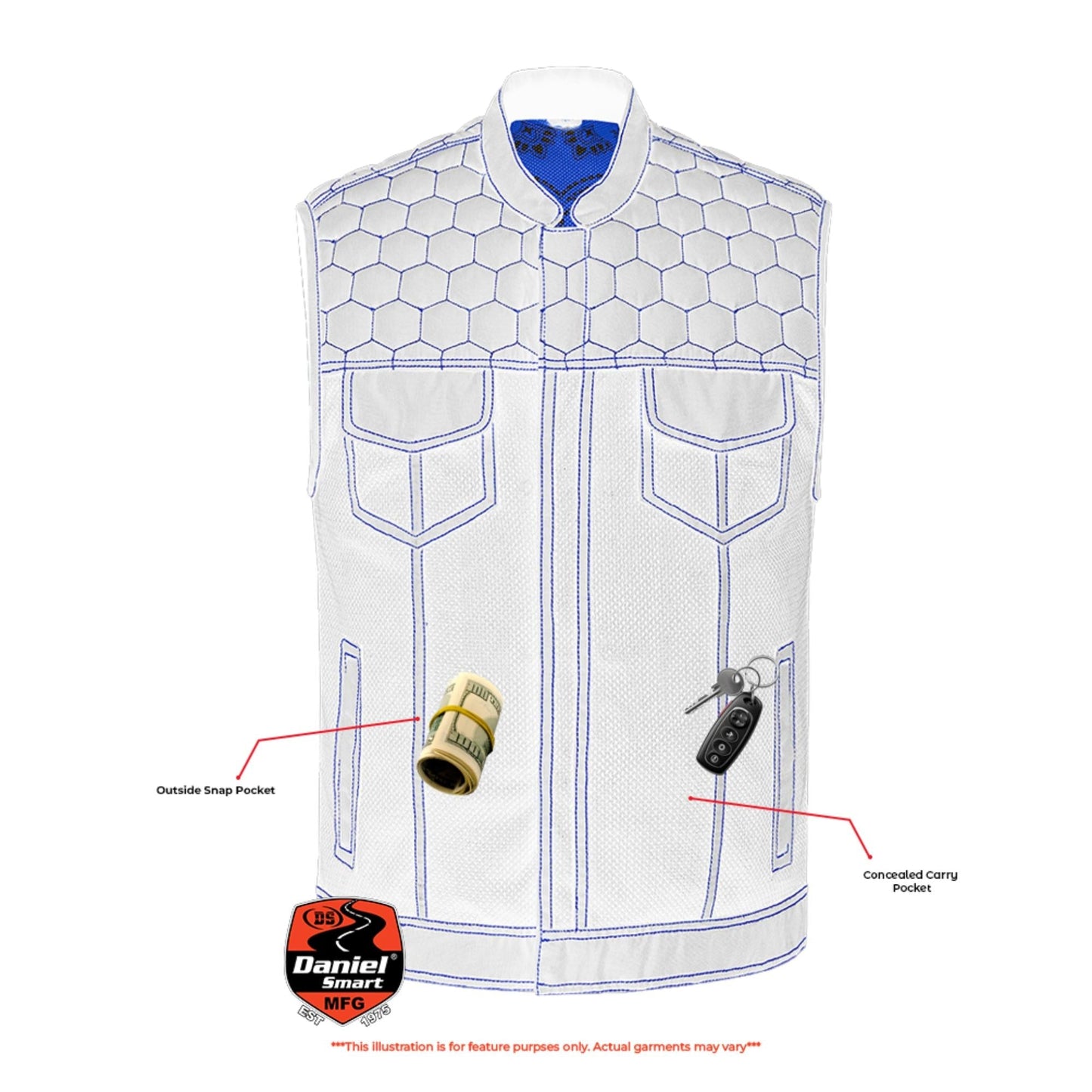 Xray View Blue Soul Men's Black Mesh Textile Vest with Blue Paisley Liner