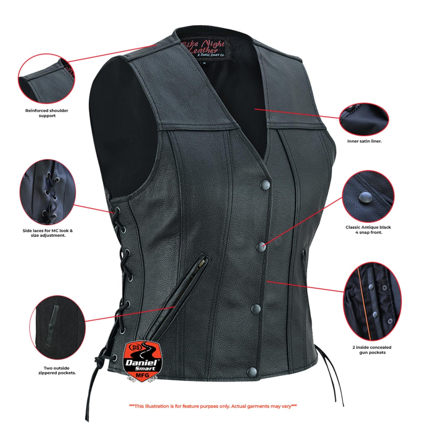 Infographic DS Her Miles Single Panel Concealment Vest