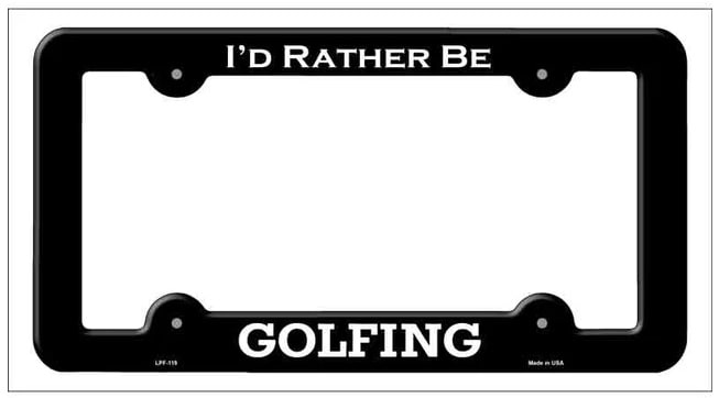 I'd Rather be Golfing Black Metal License Plate Frame