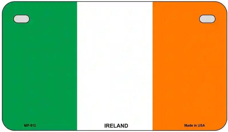 Flag of Ireland with green, white, and orange colors on a rectangular background. Irish Flag Motorcycle License Plate