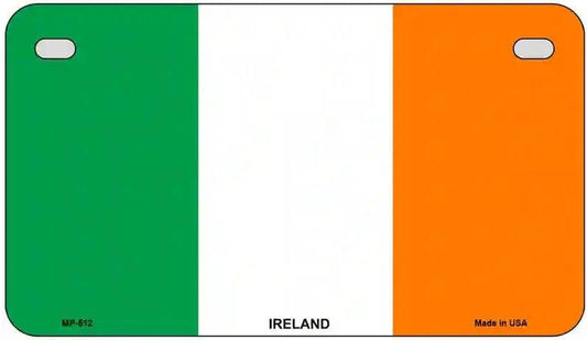 Flag of Ireland with green, white, and orange colors on a rectangular background. Irish Flag Motorcycle License Plate