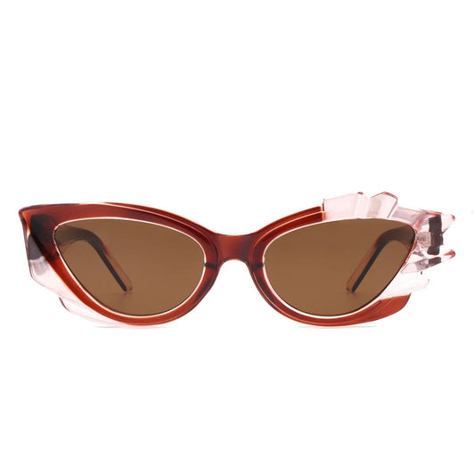 Sunglasses Burgundy Flame Irregular Cat Eye for Women