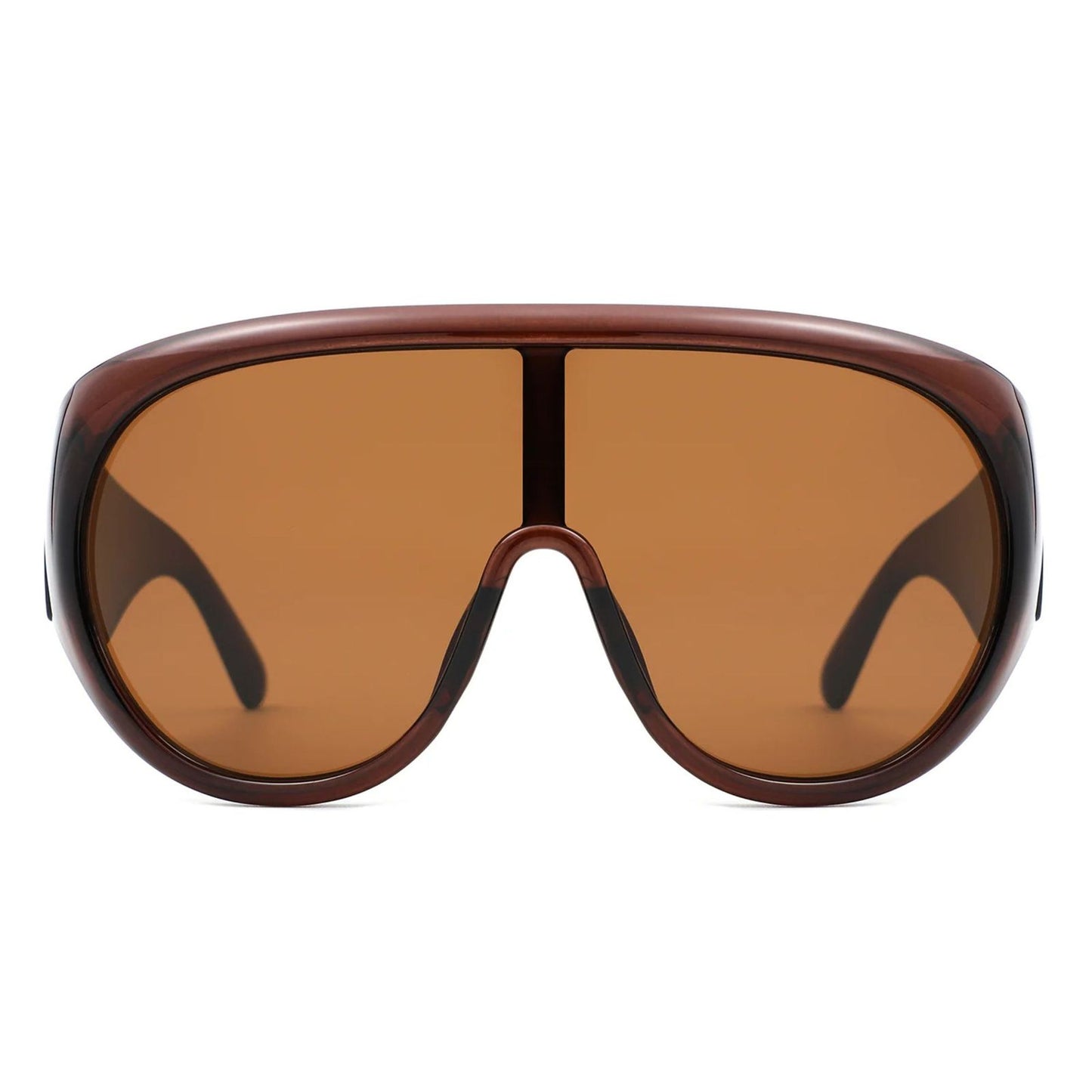 Sunglasses Brown Retro Rounded Visor for Women