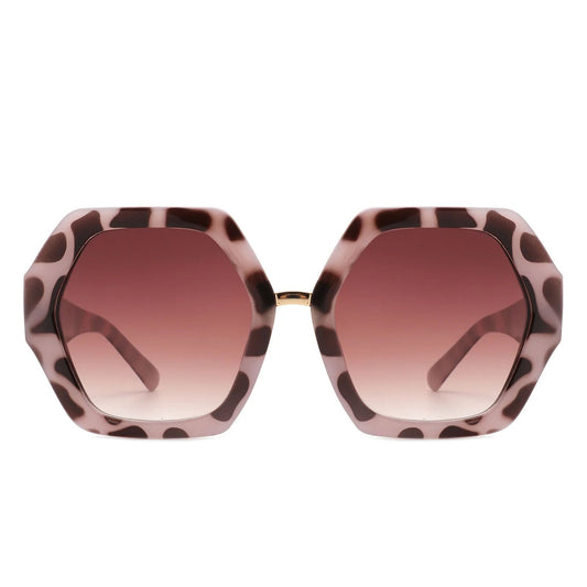 Sunglasses Leopard Geometric Hexagon Oversized