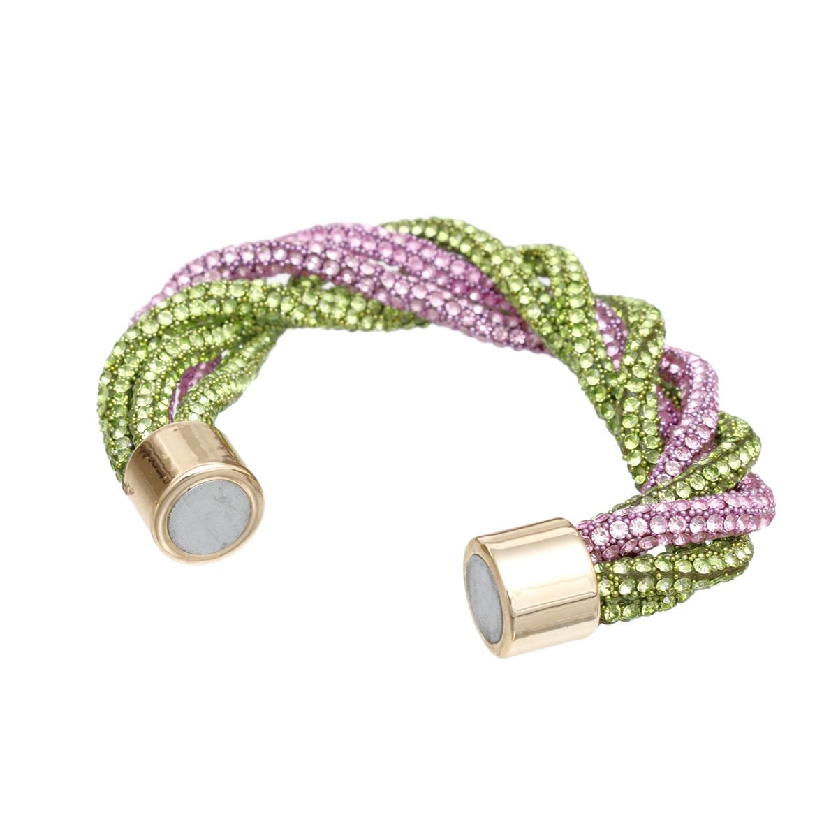 Sorority Vibrant Pink Green Twisted Tube Bracelet