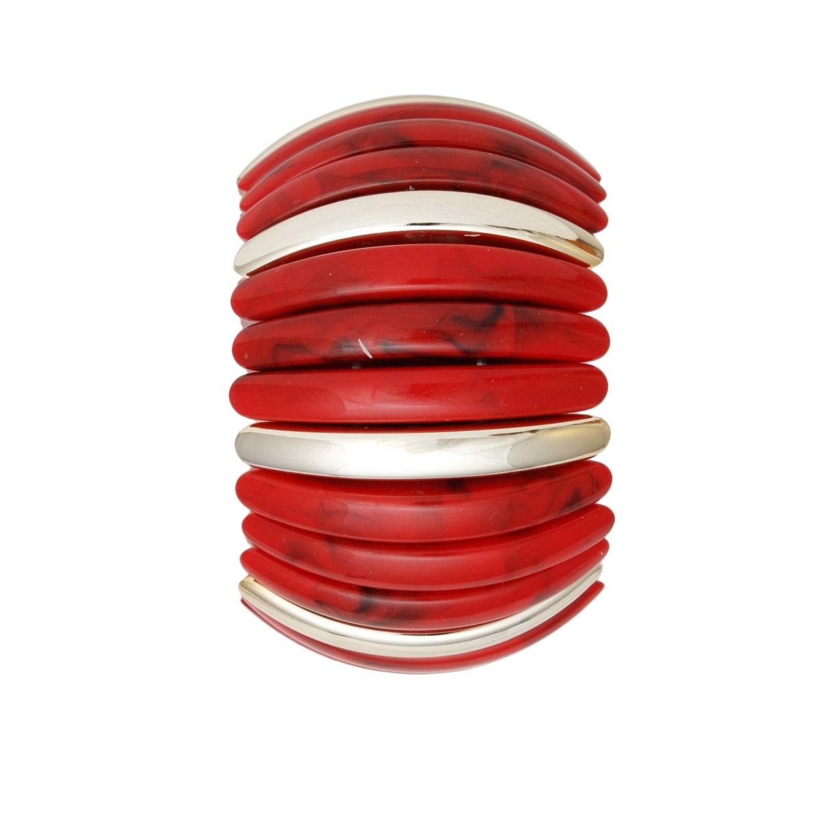 Bangle Marbled Rich Red Stretch Wide Bracelet