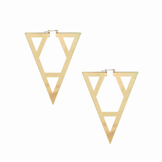 Hoop Geometric Pointed Gold Triangle XL Earrings