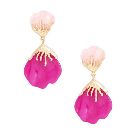 Drop Shades of Pink Petal Earrings for Women
