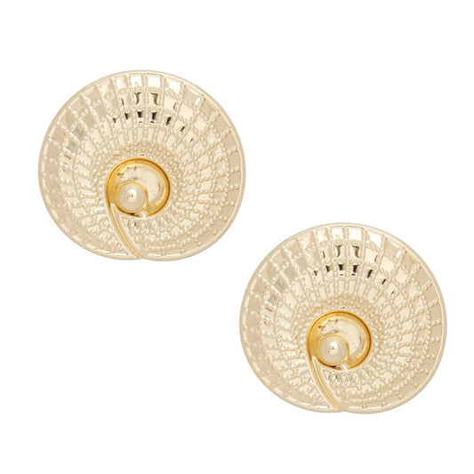 Stud Seashell Swirl Large Gold Metal Earrings
