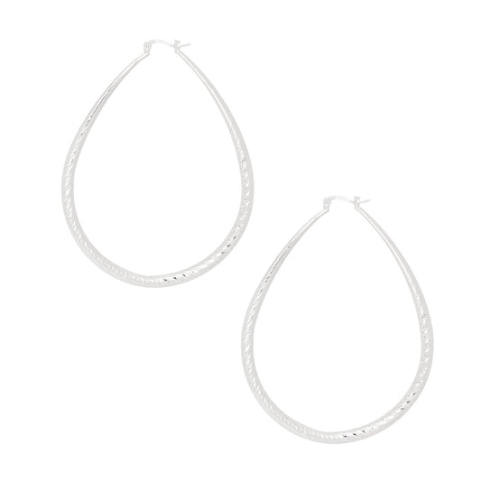 Hoop Etched Silver Teardrop Reinvented Earrings