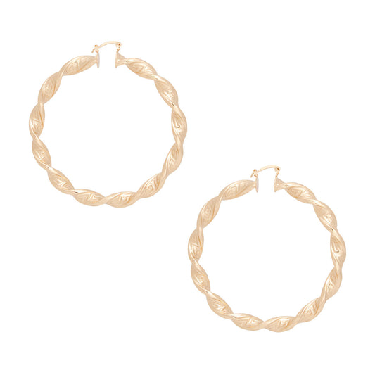 Hoop Gold Twisted Greek Key Earrings for Women